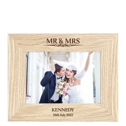 Personalised Wooden Photo Frame - Classic Mr & Mrs