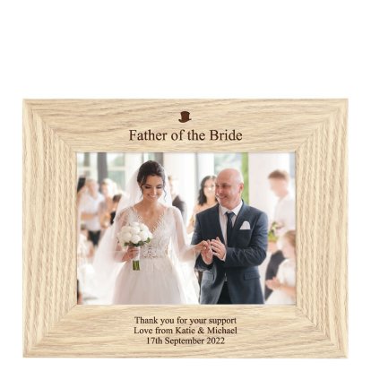 Personalised Wooden Photo Frame - Wedding Top Hat