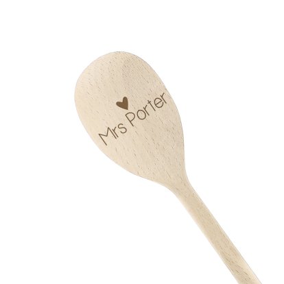 Personalised Wooden Spoon - Heart Design