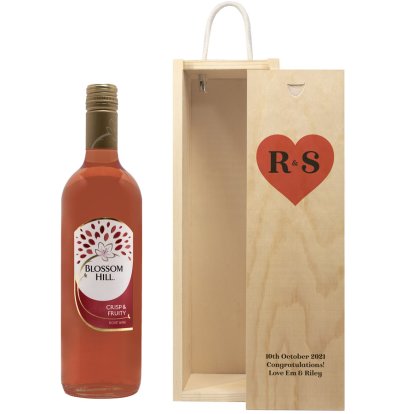 Personalised Wooden Wine Box - Initials Heart 