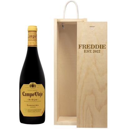 Personalised Wooden Wine Box - Name & Year