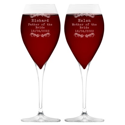 Vintage Wedding Personalised Royale Wine Glass Set