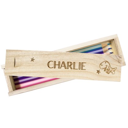 Dinosaur Personalised Wooden Pencil Case