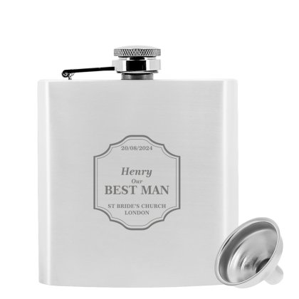 Engraved Classic Wedding Hip Flask - Male Members