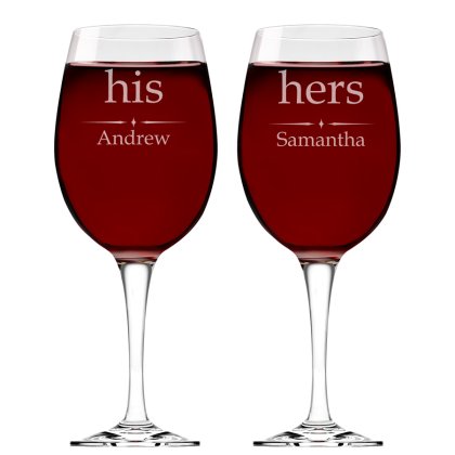 Engraved Wine Glass Set - His and Hers