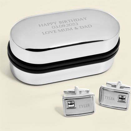 Engraved Cufflinks with Crystals