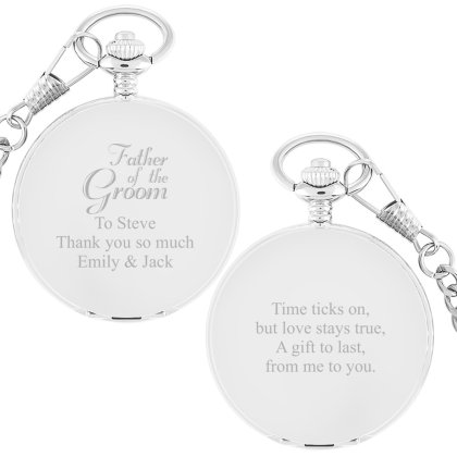Engraved Father of The Groom Pocket Watch Photo 8