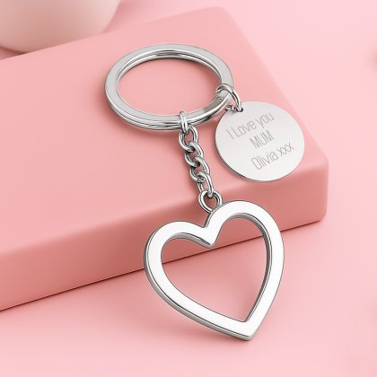 Engraved Heart Keyring with Message Pendant