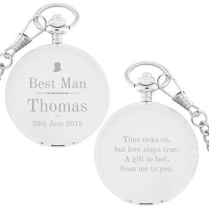 Engraved Pocket Watch - Best Man Top Hat Photo 8