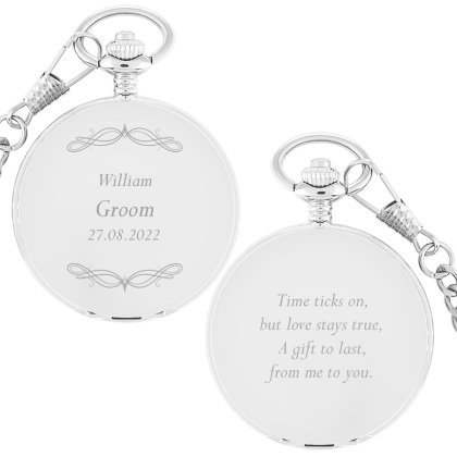Engraved Pocket Watch - Groom Swirl Photo 8