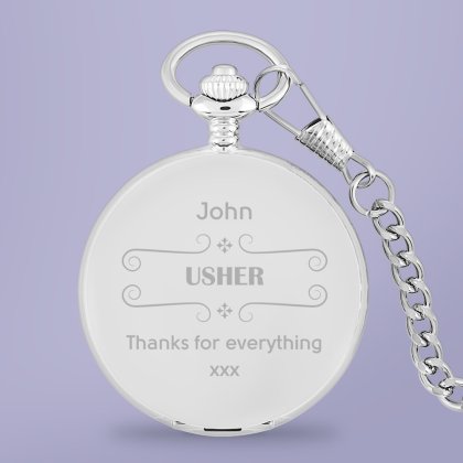 Engraved Pocket Watch - Wedding Scroll