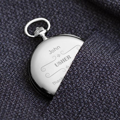 Engraved Pocket Watch - Wedding Scroll