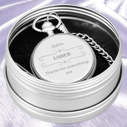 Engraved Pocket Watch - Wedding Scroll