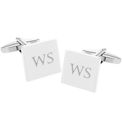 Personalised Rhodium Plated Square Cufflinks