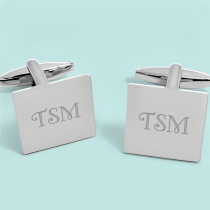 Personalised Script Initial Cufflinks - Square
