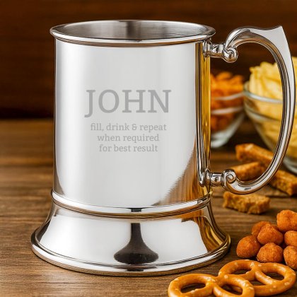 Engraved Stainless Steel Tankard - Name and Message