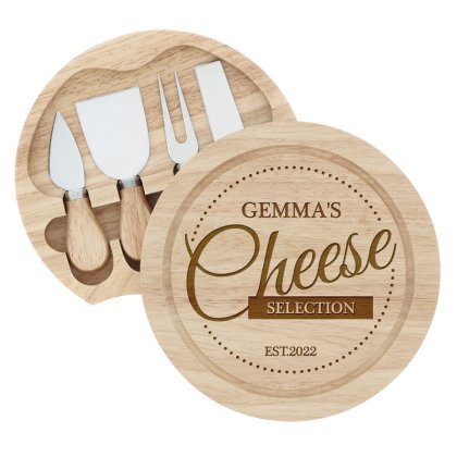 Engraved Wooden Cheese Board Set - Cheese Selection Photo 2
