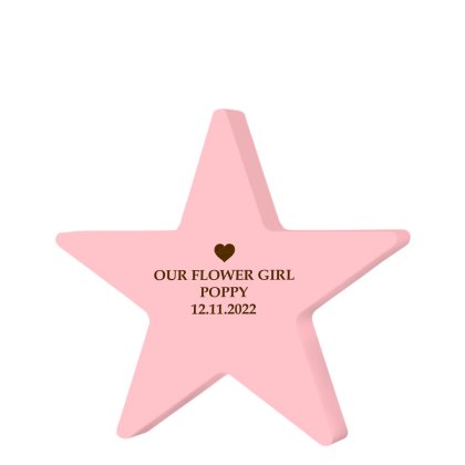 Personalised Wooden Pink Star Wedding Keepsake