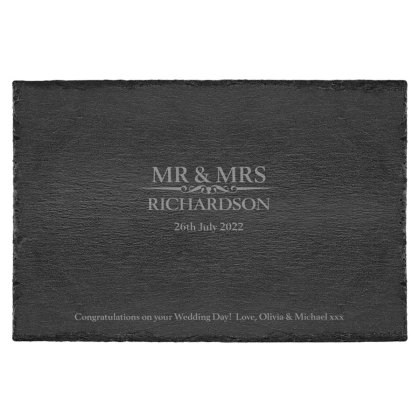 Heritage Wedding Mr and Mrs Engraved Slate Placemats