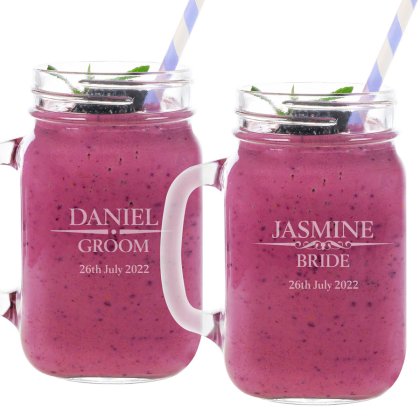 Heritage Wedding Personalised Drinking Jar Set