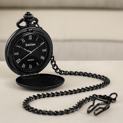 Personalised Black Pocket Watch - Usher Swirl Photo 4
