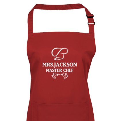 Personalised Apron for Her - Mrs Chef - Red