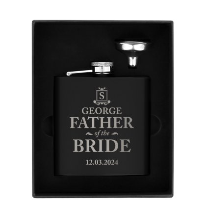 Personalised Black Hip Flask - Initial & Title - Black 2