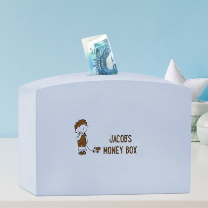 Personalised Boy's Large Wooden Money Box
