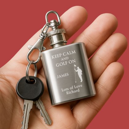 Personalised Keyring Flask - Keep Calm and Golf On