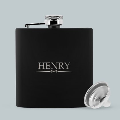 Personalised Luxury Name Hip Flask - Black 2