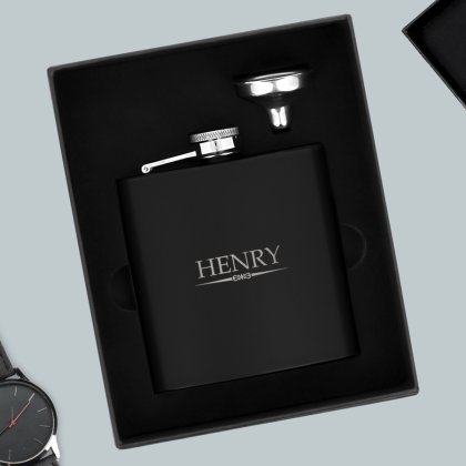 Personalised Luxury Name Hip Flask - Black