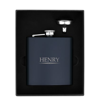 Personalised Luxury Name Hip Flask - Navy 2