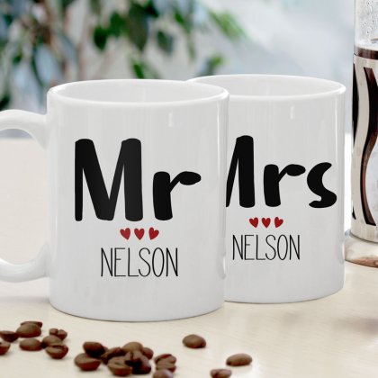 Personalised Mr and Mrs Mug Set Photo 2