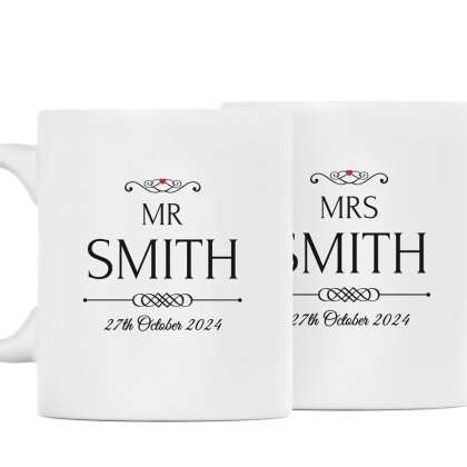 Personalised Pair of Mr and Mrs Mug Set