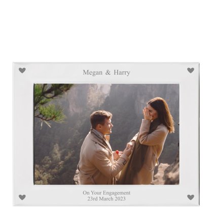 Personalised Silver Plated Photo Frame - Love Hearts