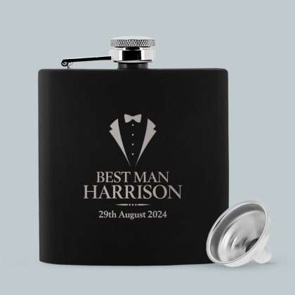 Personalised Wedding Black Hip Flask - Black 2