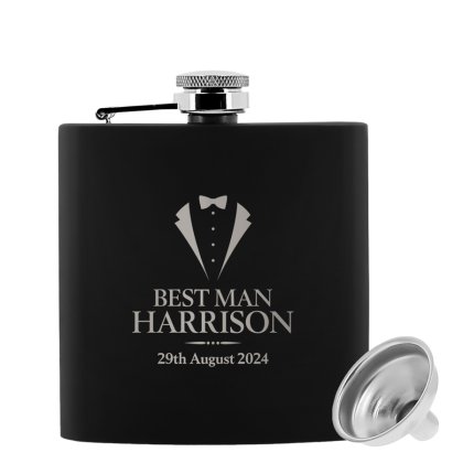 Personalised Wedding Black Hip Flask - Black 4