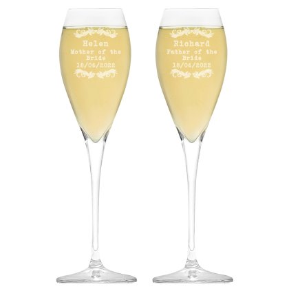 Vintage Wedding Personalised Royale Flute Set
